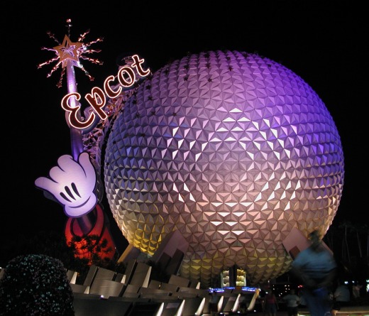 EPCOT Spaceship Earth at night